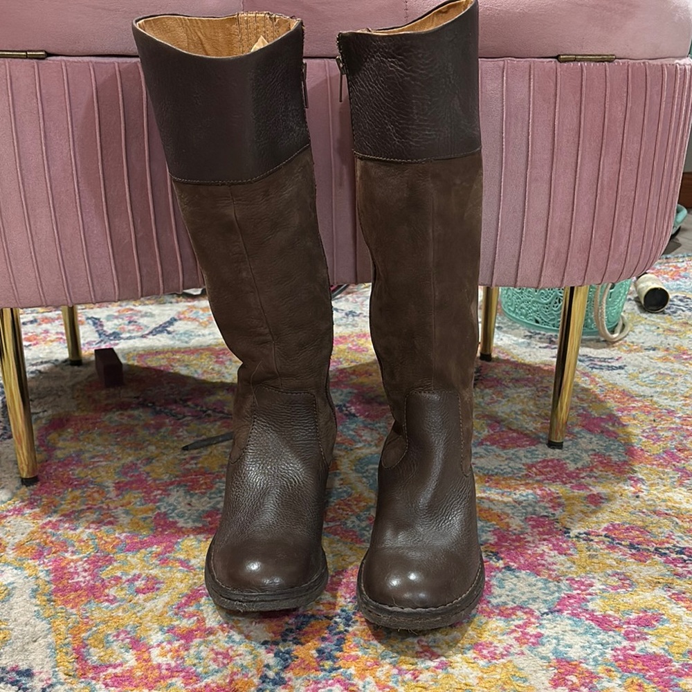 Chic Brown Leather Tall Boots